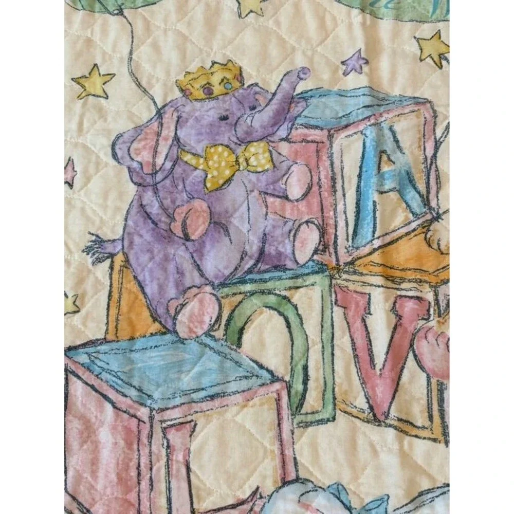 Vintage Whimsical Handmade Baby Quilt